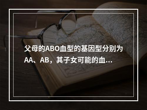 父母的ABO血型的基因型分别为AA、AB，其子女可能的血型是