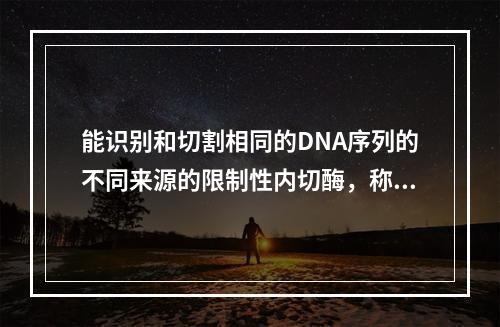 能识别和切割相同的DNA序列的不同来源的限制性内切酶，称为