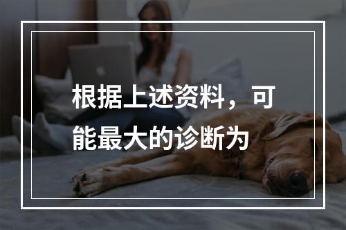 根据上述资料，可能最大的诊断为