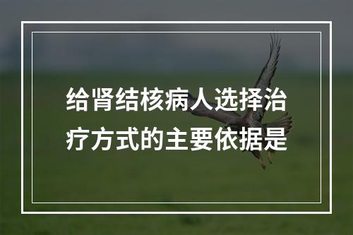 给肾结核病人选择治疗方式的主要依据是