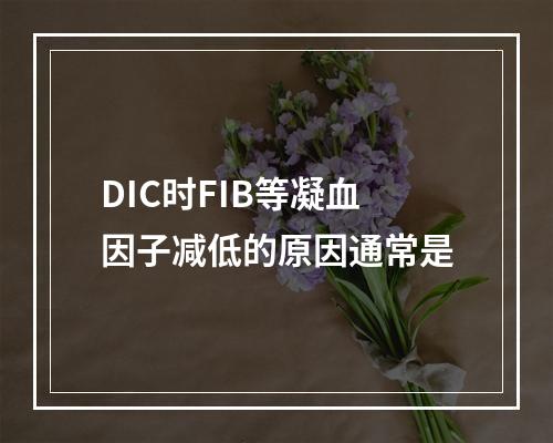 DIC时FIB等凝血因子减低的原因通常是