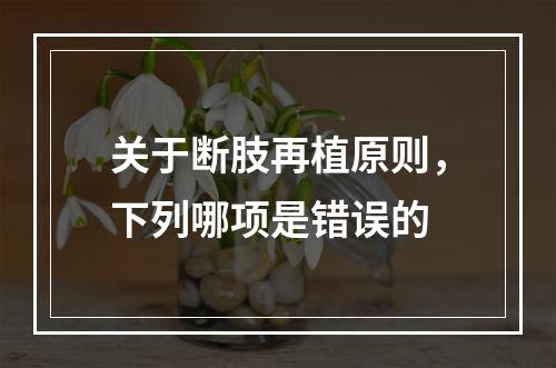 关于断肢再植原则，下列哪项是错误的