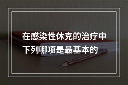 在感染性休克的治疗中下列哪项是最基本的