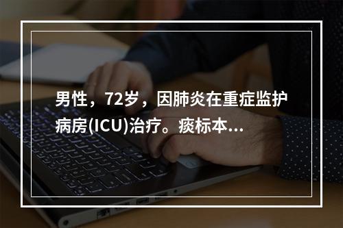 男性，72岁，因肺炎在重症监护病房(ICU)治疗。痰标本微生