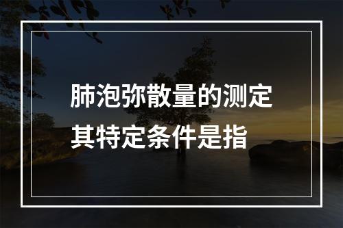 肺泡弥散量的测定其特定条件是指