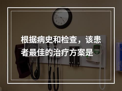 根据病史和检查，该患者最佳的治疗方案是