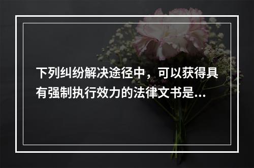 下列纠纷解决途径中，可以获得具有强制执行效力的法律文书是(