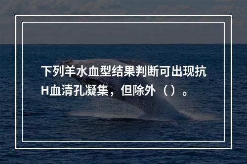 下列羊水血型结果判断可出现抗H血清孔凝集，但除外（ ）。