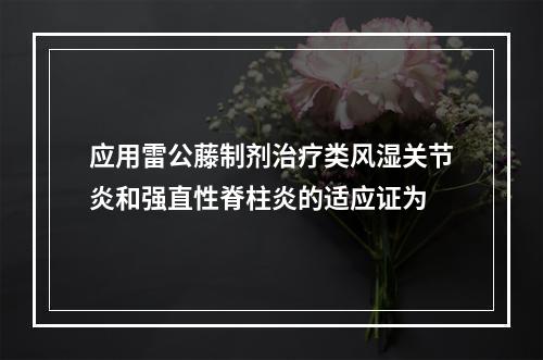 应用雷公藤制剂治疗类风湿关节炎和强直性脊柱炎的适应证为