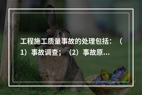 工程施工质量事故的处理包括：（1）事故调查；（2）事故原因分