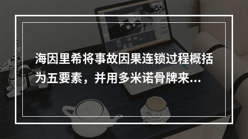 海因里希将事故因果连锁过程概括为五要素，并用多米诺骨牌来形象