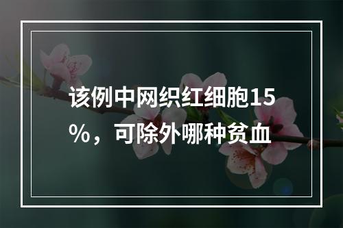 该例中网织红细胞15％，可除外哪种贫血