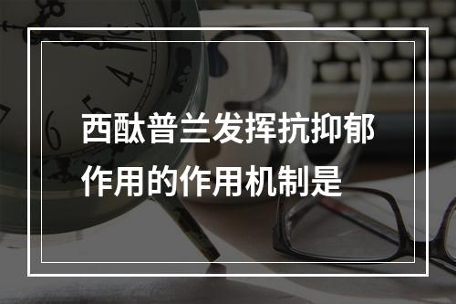 西酞普兰发挥抗抑郁作用的作用机制是