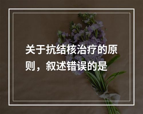 关于抗结核治疗的原则，叙述错误的是