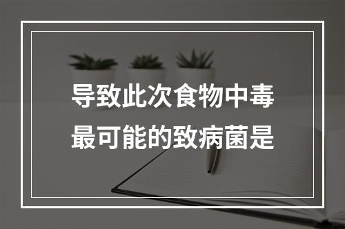 导致此次食物中毒最可能的致病菌是