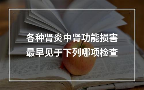 各种肾炎中肾功能损害最早见于下列哪项检查