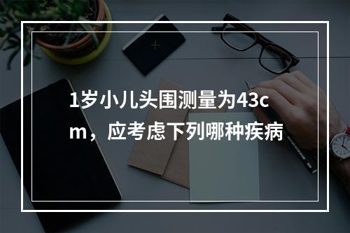 1岁小儿头围测量为43cm，应考虑下列哪种疾病