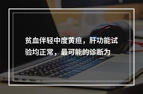 贫血伴轻中度黄疸，肝功能试验均正常，最可能的诊断为