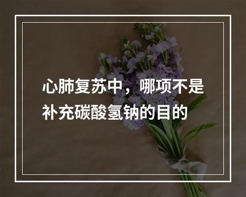 心肺复苏中，哪项不是补充碳酸氢钠的目的