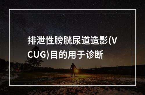 排泄性膀胱尿道造影(VCUG)目的用于诊断