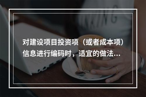 对建设项目投资项（或者成本项）信息进行编码时，适宜的做法是（