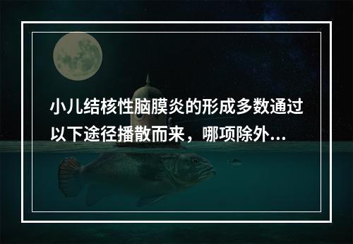 小儿结核性脑膜炎的形成多数通过以下途径播散而来，哪项除外 (