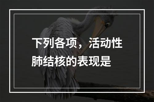 下列各项，活动性肺结核的表现是