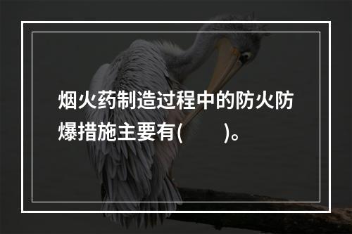 烟火药制造过程中的防火防爆措施主要有(　　)。