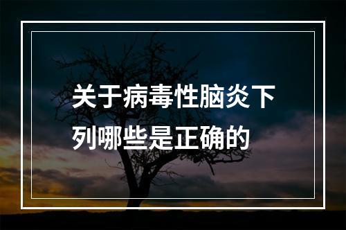 关于病毒性脑炎下列哪些是正确的