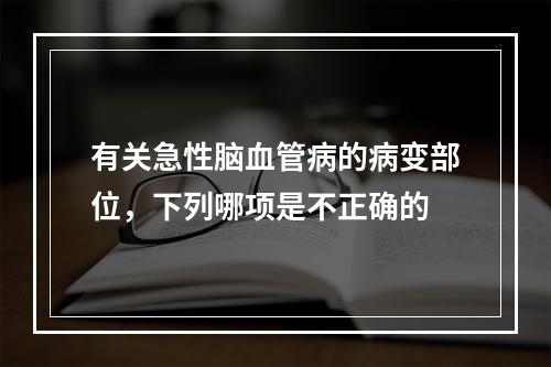 有关急性脑血管病的病变部位，下列哪项是不正确的