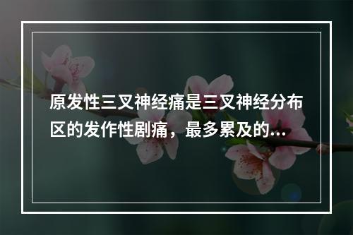 原发性三叉神经痛是三叉神经分布区的发作性剧痛，最多累及的分支