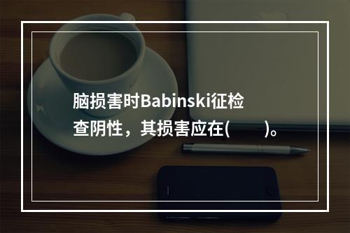 脑损害时Babinski征检查阴性，其损害应在(　　)。