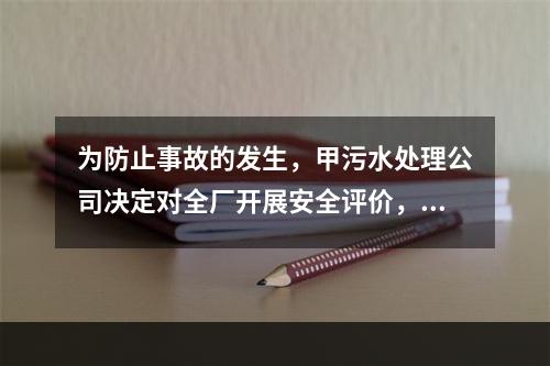 为防止事故的发生，甲污水处理公司决定对全厂开展安全评价，则其