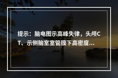 提示：脑电图示高峰失律，头颅CT、示侧脑室室管膜下高密度结节