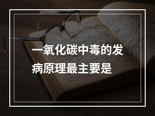 一氧化碳中毒的发病原理最主要是