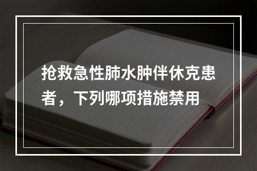 抢救急性肺水肿伴休克患者，下列哪项措施禁用