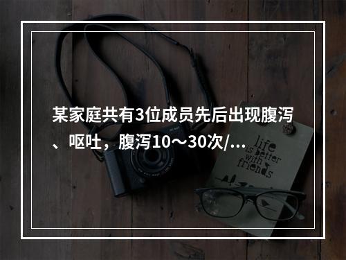 某家庭共有3位成员先后出现腹泻、呕吐，腹泻10～30次/日不