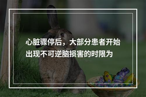 心脏骤停后，大部分患者开始出现不可逆脑损害的时限为