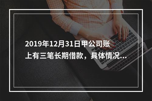 2019年12月31日甲公司账上有三笔长期借款，具体情况如下