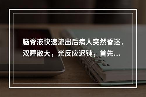 脑脊液快速流出后病人突然昏迷，双瞳散大，光反应迟钝，首先考虑