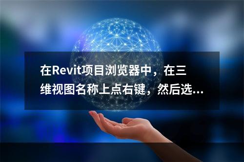 在Revit项目浏览器中，在三维视图名称上点右键，然后选择“