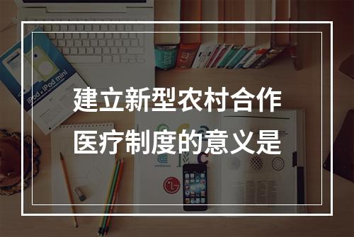 建立新型农村合作医疗制度的意义是