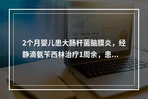 2个月婴儿患大肠杆菌脑膜炎，经静滴氨苄西林治疗1周余，患儿发