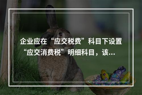 企业应在“应交税费”科目下设置“应交消费税”明细科目，该科目