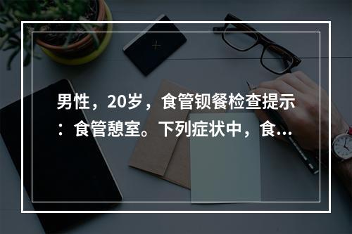 男性，20岁，食管钡餐检查提示：食管憩室。下列症状中，食管憩