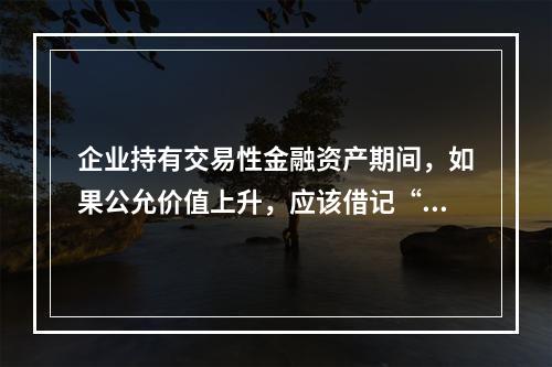 企业持有交易性金融资产期间，如果公允价值上升，应该借记“投资