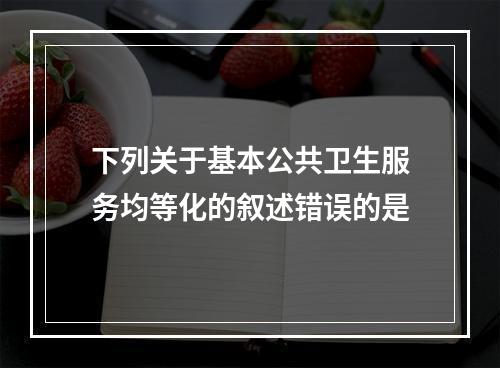 下列关于基本公共卫生服务均等化的叙述错误的是