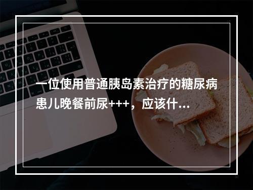 一位使用普通胰岛素治疗的糖尿病患儿晚餐前尿+++，应该什么时