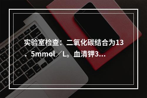 实验室检查：二氧化碳结合为13．5mmol／L。血清钾3．5