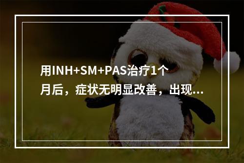 用INH+SM+PAS治疗1个月后，症状无明显改善，出现耳鸣